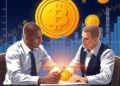 Financial advisors reviewing crypto sector charts including stablecoins and tokenized assets