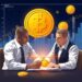 Financial advisors reviewing crypto sector charts including stablecoins and tokenized assets