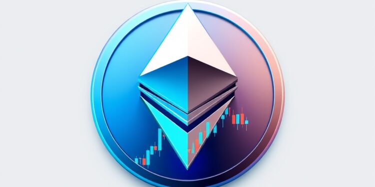Ethereum logo over a candlestick chart highlighting key support and resistance levels