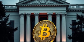 Federal Reserve building with Bitcoin representing the FOMC decision impact on crypto