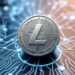 Litecoin coin with blockchain network security shield theme