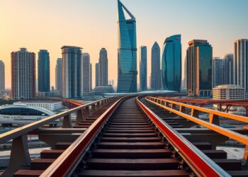Crypto payment rails over a Dubai skyline with stablecoin coins