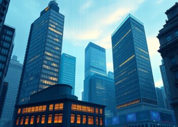 Institutional finance and blockchain tokenization concept with Wall Street and digital ledger