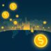 Digital dollar stablecoin tokens flowing across a world map toward emerging markets