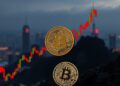 Bitcoin price falling amid a global stock-market crash