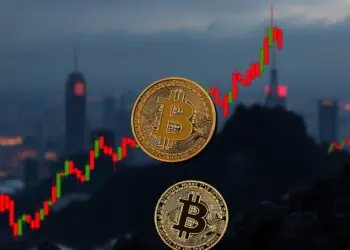Bitcoin price falling amid a global stock-market crash