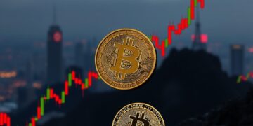 Bitcoin price falling amid a global stock-market crash