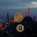 Bitcoin price falling amid a global stock-market crash