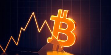Bitcoin symbol beside a cooling inflation chart representing softer PCE data