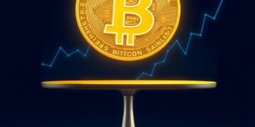 Bitcoin coin on a scale between a quiet spot chart and an active derivatives chart