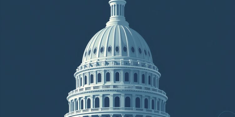 US Capitol with blockchain crypto regulation theme representing the CLARITY Act