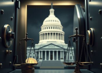 Bitcoin locked in a vault beside the US Capitol and legal scales