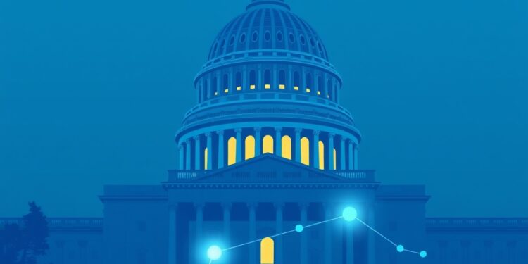 US Capitol with digital asset network nodes representing CLARITY Act crypto market structure legislation