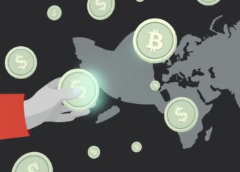 Conceptual illustration of a crypto exchange facilitating cross-border transfers under sanctions scrutiny