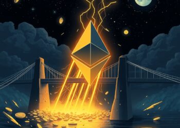 Ethereum blockchain bridge closing as a chain shuts down illustration