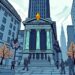 Illustration of a Wall Street bank launching low-cost Ethereum and Solana exchange-traded funds