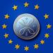 XRP Ripple coin with European Union stars and MiCA regulation theme