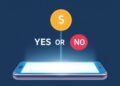 Prediction market concept with S&P 500 yes or no binary bet on a brokerage app