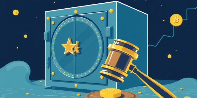SEC regulation of DeFi vaults and onchain lending concept illustration