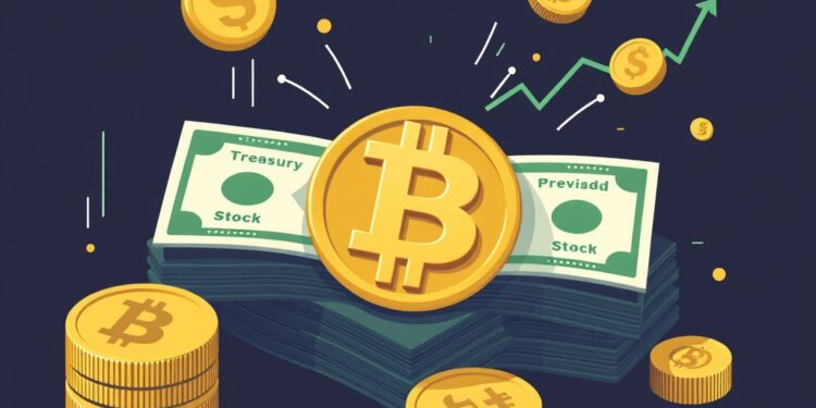 Conceptual illustration of a Bitcoin treasury preferred stock trading below its stated value