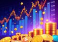 Colorful altcoins with surging trading volume and a rising market dominance chart
