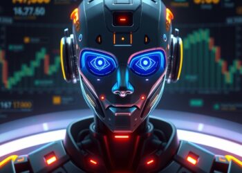 Futuristic representation of AI agents trading on a crypto exchange interface