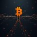 Bitcoin network fork splitting into two blockchain paths