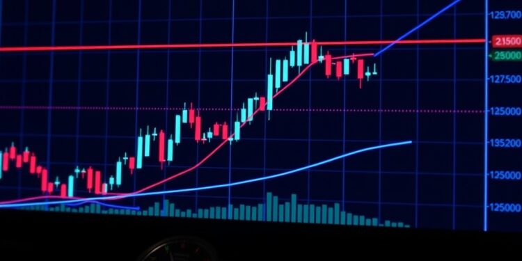 Bitcoin candlestick chart showing a weekend price gap on a trading screen