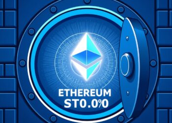 Institutional bank vault with Ethereum logo representing institutional crypto staking yield