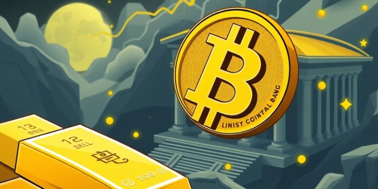 Gold bars and Bitcoin illustrating the digital gold debate after China's gold purchase