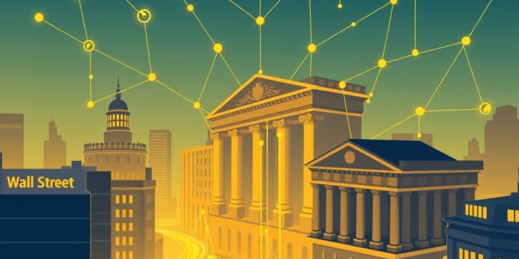 Wall Street institutions connecting to a blockchain network