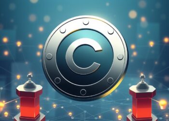 USDC stablecoin token expanding across a blockchain network with crosschain bridges