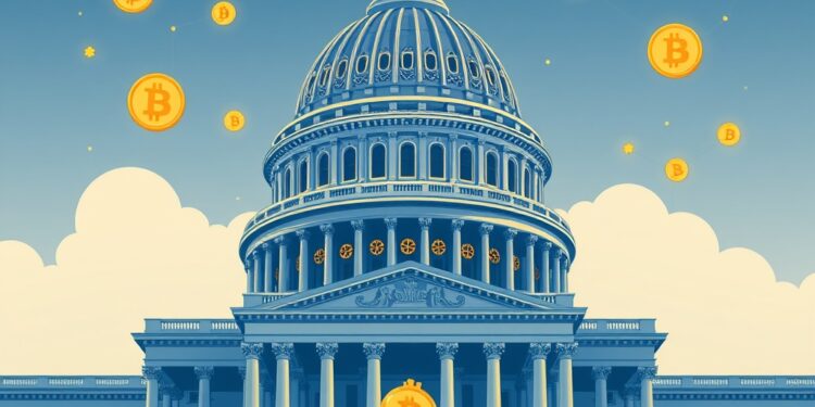 US Capitol building illustration representing the CLARITY Act crypto market structure bill in the Senate
