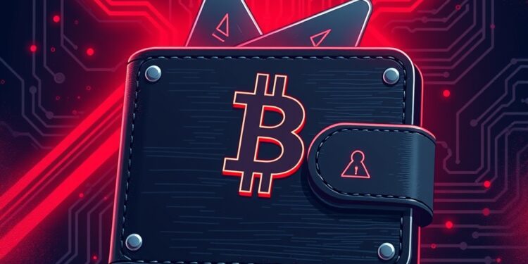 Bitcoin hardware wallet with security breach warning representing the Coldcard exploit