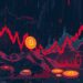 Red trading charts representing crypto liquidations and a market data transparency gap