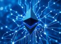 Abstract visualization of Ethereum zkEVM zero-knowledge cryptography and network security