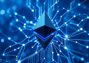 Abstract visualization of Ethereum zkEVM zero-knowledge cryptography and network security