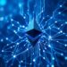 Abstract visualization of Ethereum zkEVM zero-knowledge cryptography and network security