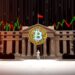 Bitcoin and Federal Reserve interest rate macro market illustration