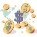 Digital dollar stablecoins flowing across a global finance network