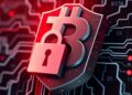 Blockchain network security breach with offline validator nodes and red alert signals