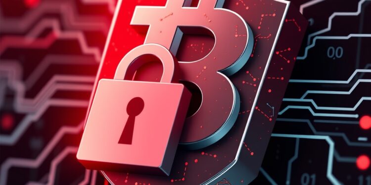 Blockchain network security breach with offline validator nodes and red alert signals