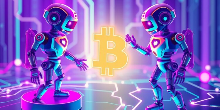 Solana automated trading bot network with neon data streams representing routing and market maker activity