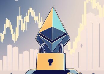 Ethereum coin with a lock and charts representing a staked Ethereum ETF and redemption liquidity