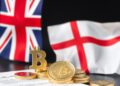 US and UK flags with digital stablecoin coins representing joint financial regulation talks