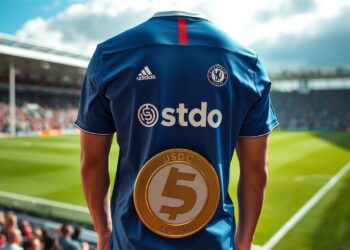 USDC stablecoin and Premier League football sponsorship illustration