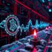 Disrupted blockchain network nodes with red alert visuals, representing a week-long outage and lost staking rewards