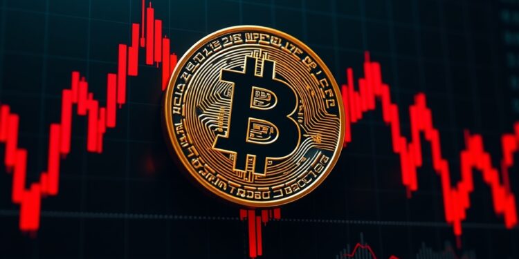 Bitcoin price chart falling as global bond yields rise