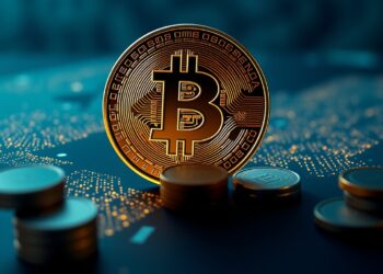Bitcoin coin set against global central bank reserves and world currencies