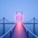 A digital dollar stablecoin bridge connecting to community banks, representing crypto payment infrastructure